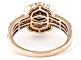 Pre-Owned Champagne And White Diamond 10k Rose Gold Halo Ring 1.15ctw