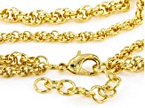 Pre-Owned 18k Yellow Gold Over Bronze Multi-Row Rolo Link 21 Inch Necklace