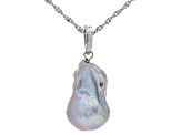 Pre-Owned Genusis™ Platinum Cultured Freshwater Pearl Rhodium Over Sterling Silver Pendant And Chain