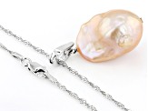 Pre-Owned Genusis™ Cultured Freshwater Pearl Rhodium Over Sterling Silver Pendant And Chain