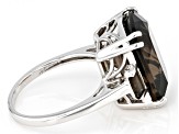 Pre-Owned Smoky Quartz Rhodium Over Sterling Silver Ring 10.44ctw