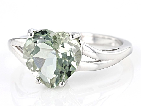 Pre-Owned Prasiolite Rhodium Over Sterling Silver Solitaire Ring 3.03ct