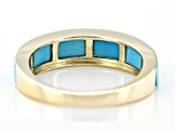 Pre-Owned Blue Sleeping Beauty Turquoise 10k Yellow Gold Band Ring