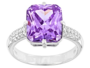 Pre-Owned Lavender and White Cubic Zirconia Rhodium Over Silver Ring  (6.03ctw DEW)