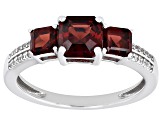 Pre-Owned Red Garnet Rhodium Over Sterling Silver Ring 2.16ctw
