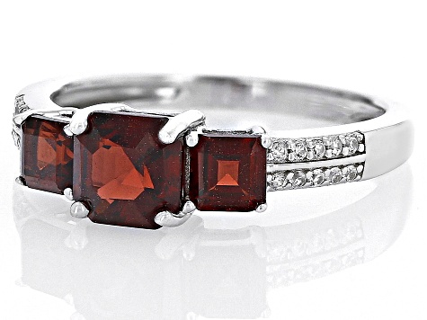 Pre-Owned Red Garnet Rhodium Over Sterling Silver Ring 2.16ctw