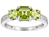Pre-Owned Green Peridot Rhodium Over Sterling Silver Ring 1.49ctw