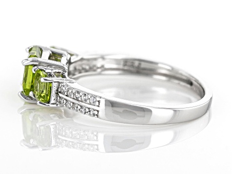 Pre-Owned Green Peridot Rhodium Over Sterling Silver Ring 1.49ctw