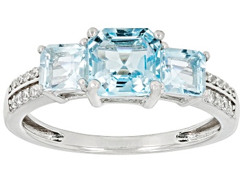 Picture of Pre-Owned Sky Blue Topaz Rhodium Over Sterling Silver Ring 1.88ctw