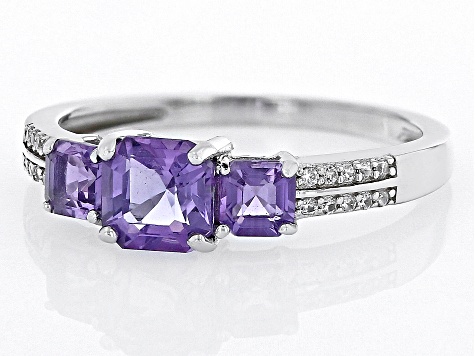 Pre-Owned Purple Amethyst Rhodium Over Sterling Silver Ring 1.45ctw