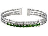 Pre-Owned Green Chrome Diopside Rhodium Over Sterling Silver Cuff Bracelet 2.71ctw