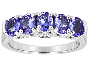 Picture of Pre-Owned Blue Tanzanite Rhodium Over Sterling Silver Ring 1.50ctw