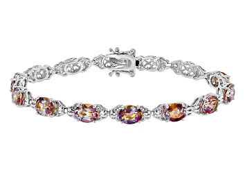 Picture of Pre-Owned Northern Lights™ Quartz Rhodium Over Sterling Silver Tennis Bracelet 8.00ctw
