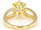 Pre-Owned Yellow moissanite 14k yellow gold over sterling silver ring 2.70ct DEW.
