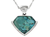 Pre-Owned Blue Composite Turquoise Sterling Silver Pendant With Chain