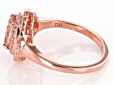 Pre-Owned Morganite With White Diamond And White Zircon 18k Rose Gold Over Sterling Silver Ring 1.08