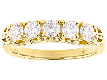 Picture of Pre-Owned Moissanite 14k Yellow Gold Over Silver Band Ring .80ctw DEW