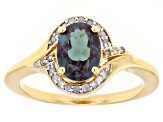 Pre-Owned Blue Lab Created Alexandrite 18k Yellow Gold Over Sterling Silver Ring 1.42ctw