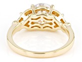 Pre-Owned Moissanite 14k yellow gold over sterling silver 3 stone ring 2.16ctw DEW