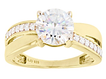 Picture of Pre-Owned Moissanite 14k Yellow Gold Over Sterling Silver Crossover 2.04ctw DEW.