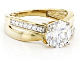 Pre-Owned Moissanite 14k Yellow Gold Over Sterling Silver Crossover 2.04ctw DEW.