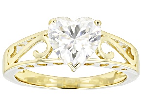 Pre-Owned Moissanite 14k Yellow Gold Solitaire Ring 1.80ct D.E.W