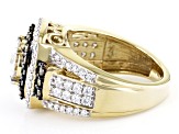 Pre-Owned Moissanite And Champagne Diamond 14k Yellow Gold Over Sterling Silver Ring 2.54ctw DEW.