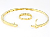 Pre-Owned Moissanite 14k Yellow Gold Over Silver Ring And Bangle Bracelet Set 1.80ctw DEW.