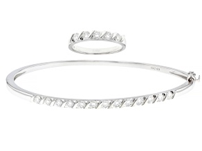 Pre-Owned Moissanite Platineve Ring And Bangle Bracelet Set 1.80ctw DEW.