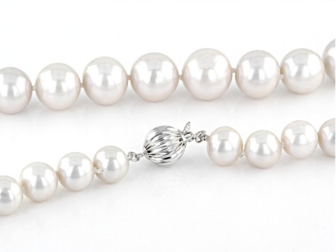 Pre-Owned Genusis™ White Cultured Freshwater Pearl Rhodium Over Sterling Silver 20 Inch Necklace