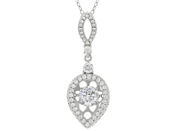 Picture of Pre-Owned White Cubic Zirconia Rhodium Over Silver Dancing Bella Pendant With Chain 2.38ctw