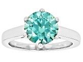 Pre-Owned Green Moissanite Platineve Solitaire Ring 2.70ct DEW