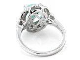 Pre-Owned Green Lab Created Spinel Rhodium Over Sterling Silver Ring 3.38ctw