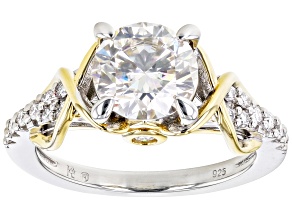 Pre-Owned Moissanite Platineve And 14k Yellow Gold Over Silver Engagement Ring 2.20ctw DEW.