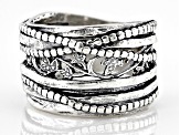 Pre-Owned Sterling Silver Textured Crossover Ring