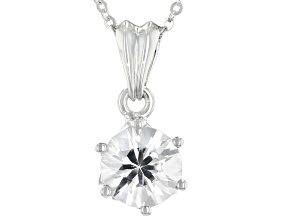 Pre-Owned Round White Zircon Solitaire Platinum Pendant With Chain 2.29ct