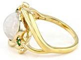 Pre-Owned Rainbow Moonstone 18k Yellow Gold Over Sterling Silver Ring 0.07ctw