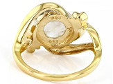 Pre-Owned Rainbow Moonstone 18k Yellow Gold Over Sterling Silver Ring 0.07ctw