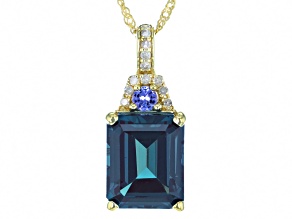 Pre-Owned Blue Lab Created Alexandrite 10k Yellow Gold Pendant with Chain 4.00ct