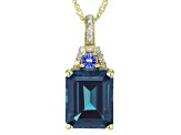 Pre-Owned Blue Lab Created Alexandrite 10k Yellow Gold Pendant with Chain 4.00ct