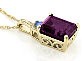 Pre-Owned Blue Lab Created Alexandrite 10k Yellow Gold Pendant with Chain 4.00ct