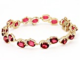 Pre-Owned Red Peony Color Topaz 10k Yellow Gold Tennis Bracelet 15.59ctw