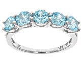 Pre-Owned Blue Cubic Zirconia Rhodium Over Sterling Silver Ring 3.70ctw