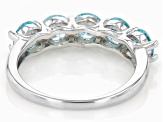 Pre-Owned Blue Cubic Zirconia Rhodium Over Sterling Silver Ring 3.70ctw