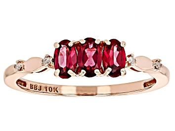 Picture of Pre-Owned Grape Rhodolite Garnet With White Diamond 10k Rose Gold Ring 0.72ctw