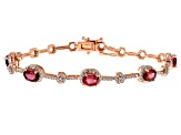 Pre-Owned Pink Tourmaline and White Diamond 14k Rose Gold Tennis Bracelet 4.75Ctw