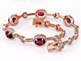 Pre-Owned Pink Tourmaline and White Diamond 14k Rose Gold Tennis Bracelet 4.75Ctw