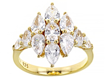 Picture of Pre-Owned White Cubic Zirconia 18K Yellow Gold Over Sterling Silver Ring 5.94ctw.
