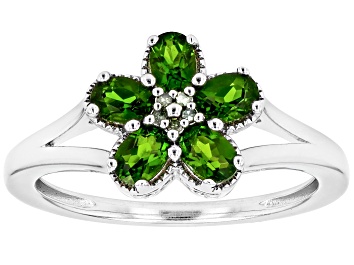 Picture of Pre-Owned Chrome Diopside With Green Diamond Rhodium Over Sterling Silver Ring