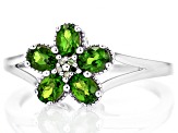 Pre-Owned Chrome Diopside With Green Diamond Rhodium Over Sterling Silver Ring